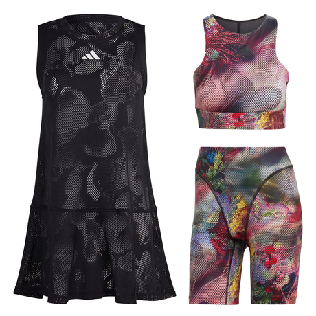 adidas Melbourne Tennis Dress (Ladies) - Black/Multicolor