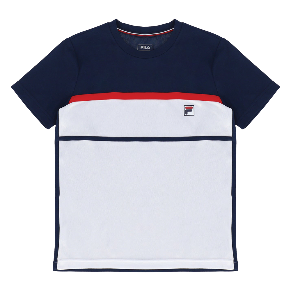 Fila Heritage Steve Tennis T Shirt Junior White Navy