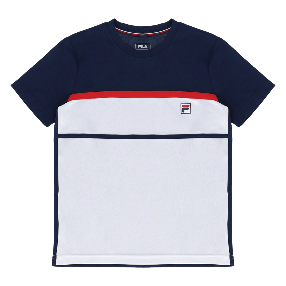 Fila Heritage Steve Tennis T-Shirt (Junior) - White/Navy