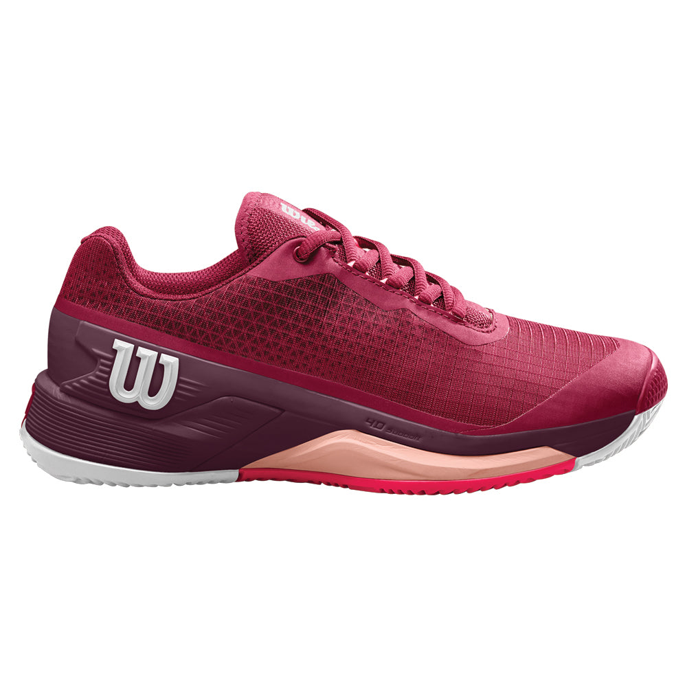 Wilson Rush Pro 4.0 Clay Court Tennis Shoes (Ladies) - Beet Red/White/Tropical Peach