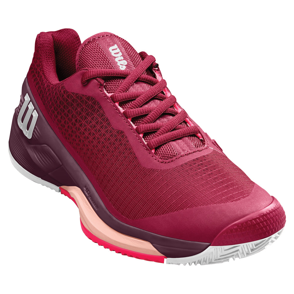 Wilson Rush Pro 4.0 Clay Court Tennis Shoes Ladies Beet Red White stringsports