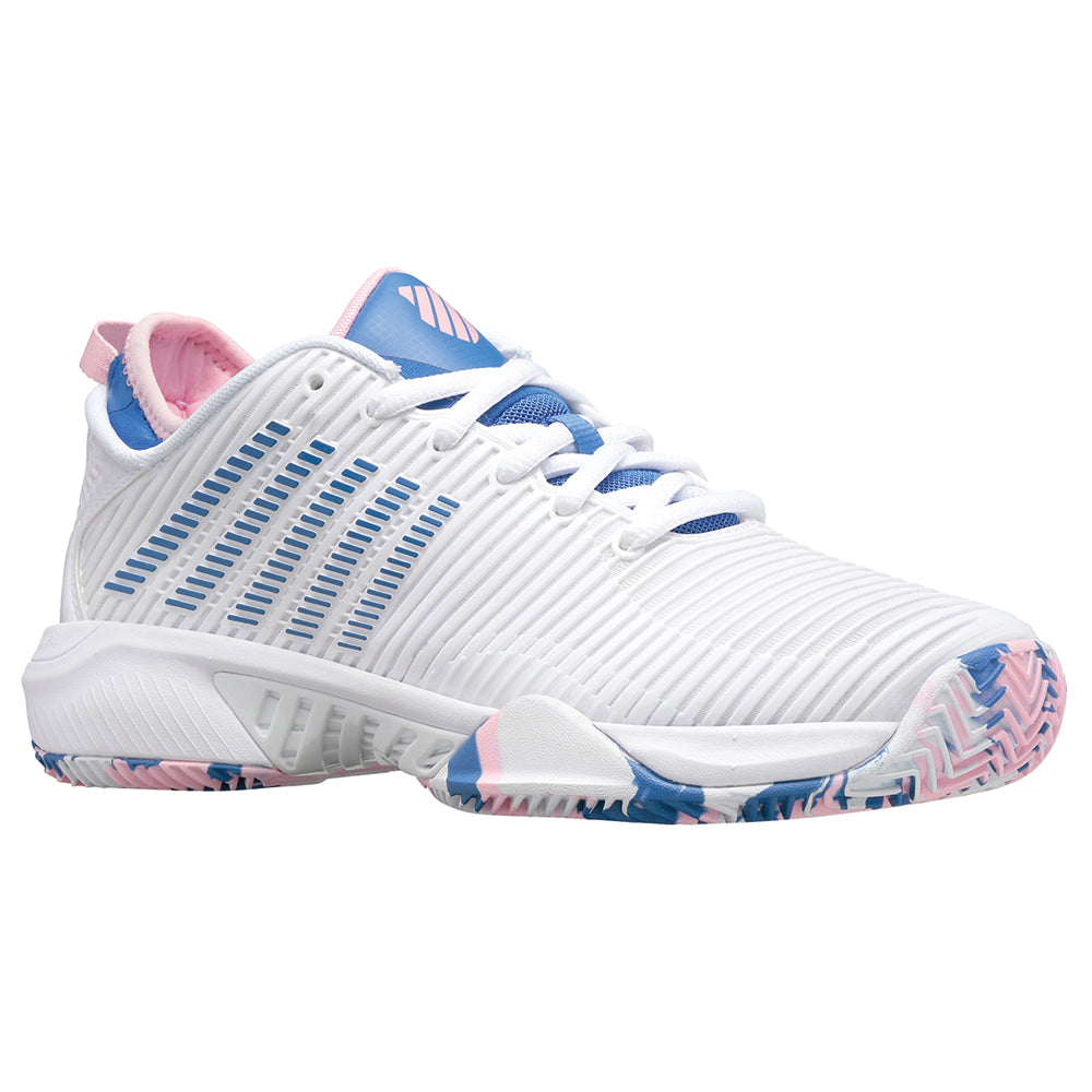 K-Swiss Hypercourt Supreme HB Tennis Shoes (Ladies) - White/Sapphire/Orchid Pink